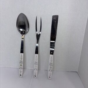 Lot Of 3-Vintage Flint Harvest Wheat Pattern Fork,Spoon& Spatula Stainless Steel